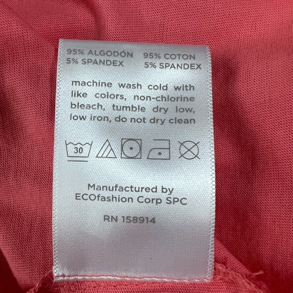 NWOT Seed to Style Organic Cotton Women Long Sleeve Top Thumb Holes Sz XL Coral. - Picture 5 of 7